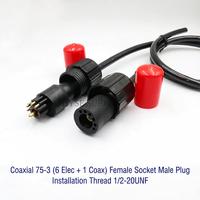 Connecteur sous-marin hybride coaxial HYSF SUBSEA 50-5, 6 broches + prise coaxiale mâle, prise femelle 1/2-20UNF en aluminium pour PCB/FPC