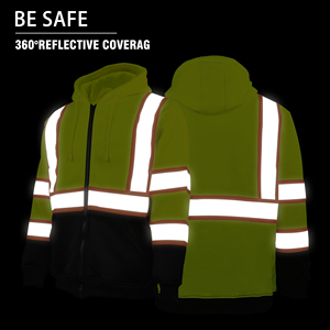 Felpa con Cappuccio ad Alta Visibilità per Lavoro, Classe 2 ANSI, Personalizzabile con Logo, Orlo Elastico, Nastro Altamente Riflettente - Product Image 5