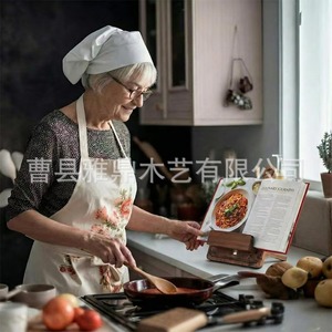 Wooden Recipe <b>Rack</b> Teak Multi Purpose Desktop <b>Kitchen</b> Book Stand With Floral Design - Product Image 2