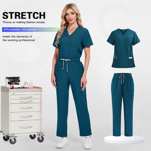 2025 personnalisé plusieurs poches infirmière médicale unisexe Salon uniformes gommages uniformes ensembles Stretch pantalon droit médical gommage costume - Product Image 3