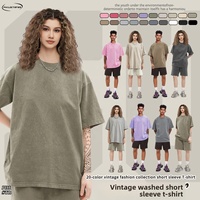 T-shirt unisexe tendance 2026, coupe ample, 260G, style américain, effet délavé vintage, manches courtes, été, pur coton