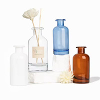 Bouteille diffuseur cylindrique en verre transparent grande capacité avec bouchons, pour huiles essentielles parfumées et désodorisant d'ambiance, vente en gros