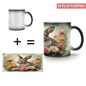 Mug à sublimation à changement de couleur rapide, 11 oz, en céramique noire givrée, tasse thermosensible - Product Image 4