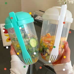 Salade de petit-déjeuner Little Red Book Mason avec couvercle en plastique, cuillère et fourchette - Contenant de stockage alimentaire portable, design chic et sain - Product Image 3