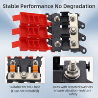 Bloc de fusibles multipolaire MIDI BDFS robuste 2 voies 200A avec barre omnibus M8 en acier inoxydable 1KA pour montage sur trou pour voiture/camion/camping-car/bateau/solaire
