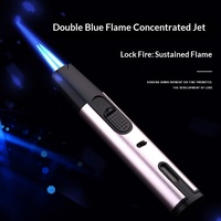 Briquet de cuisine et barbecue Debang à flamme directe résistant au vent, personnalisé, en métal gonflable, à flamme bleue, pour cigares, au butane