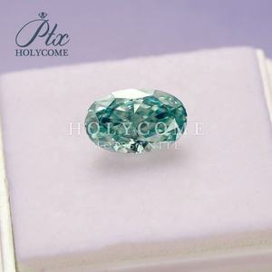 Holycome Oval Moissanite taş 4x6-8x12 ezilmiş buz hibrid Oval kesim Aqua mavi Moissanite elmas testi pozitif - Product Image 6