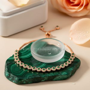 Rose <b>Gold</b> P. 925K Sterling Silver Green Tennis <b>Bracelet</b> - Product Image 3