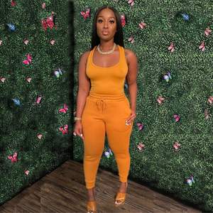 ชุดเสื้อยืดและเสื้อกั๊ก<span class=keywords><strong>2</strong></span>ชิ้นสำหรับผู้หญิง,ชุดเสื้อกันหนาวเสื้อยืดแขนยาวสำหรับผู้หญิงเสื้อยืดสีล้วนใหม่สำหรับฤดูร้อน - Product Image 2