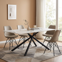 Table à manger rectangulaire moderne en céramique, plateau en pierre, pieds en métal, mobilier de salle à manger pour la maison, vente chaude