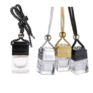 5ML Square Shape Hanging Air Freshener Car <b>Diffuser</b> <b>Bottle</b> Pendant With Black Metal Cap - Product Image 4