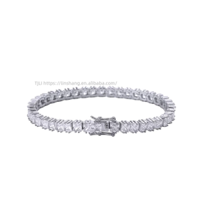4Mm * 4mm 4-claw Square Zirconium Tennis <b>Bracelet</b>, <b>Copper</b> Micro-inlaid Zircon Single-row Chain Tanjing Fashion Lijing Necklace - Product Image 4