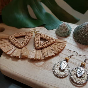 Venta al por mayor Boho hecho a mano de ratán pendientes - Product Image 3