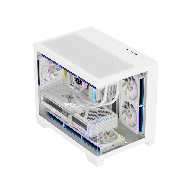 New Model Mid Tower Desktop Panoramic Tempered Glass PC Casing CPU Cabinet MATX Cooling Gaming Computer Case Cases