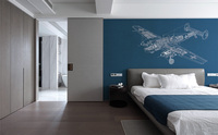Papier peint avec plan mécanique d'avion, fond bleu foncé, design mural pour chambre à coucher, bureau à domicile, salle de jeux, décoration murale intérieure