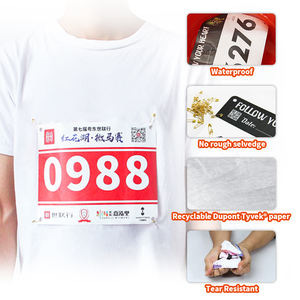 Personalize Custom Color <span class=keywords><strong>Printing</strong></span> Marathon Waterproof Tyvek Race Bib Numbers Tag Maker Tyvek Paper Foam Chip Number Bib - Product Image 5