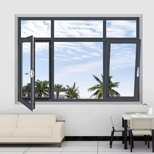 Design moderne personnalisé en usine à bas <span class=keywords><strong>prix</strong></span> pont cassé anti-horizontal fenêtre en aluminium style ouvert avec isolation phonique - Product Image 1