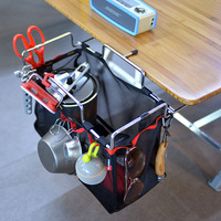 Table de pique-nique extérieure multifonctionnelle moderne en métal avec support pour sac poubelle et support pour poubelle pour le camping