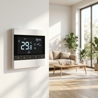 Termostato Digital Programable T8200F con RS485 Opcional para Fan Coil, 12V/220V, Cuadrado, Ignífugo, PC+ABS, Ahorro de Energía, Montaje en Pared
