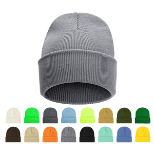 Nhà Máy Giá Thấp Moq Tùy Chỉnh Thêu Logo Unisex Beanie Mũ Mùa Đông Đồng Bằng Acrylic Vải Cao Cấp Dệt Kim Beanies - Product Image 1