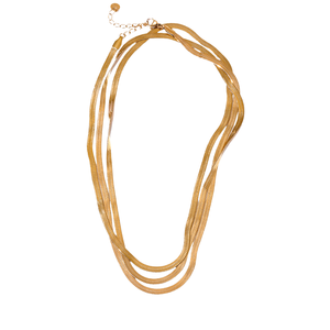 Stainless Steel Braided Thick Snake Blade <b>Chain</b> 18K Gold Plate Double Layered Herringbone Choker <b>Chain</b> Necklace - Product Image 3