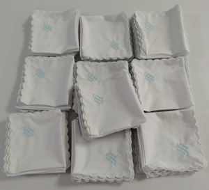بيع بالجملة-مناديل سكالوب قطنية مع تطريز شخصي لحفل الزفاف - Product Image 6