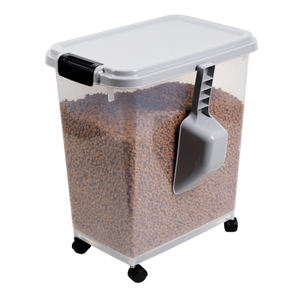 30리터 밀폐형 고양이 개 사료 보관 용기 (스쿱 및 바퀴 포함) H519 - Product Image 1