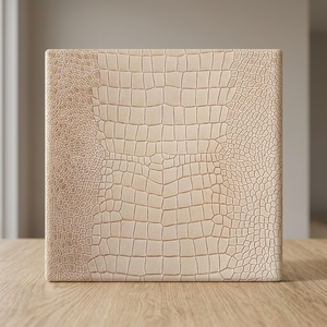 Scratch Strains Hidden Ostrich Shiny Crunch Croco Genuine Split Leather Sheet Polished Wind Proof Durable Home Decor Craft - Product Image 1