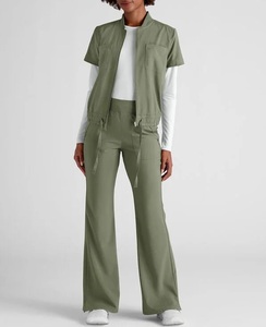 <span class=keywords><strong>Divisa</strong></span> <span class=keywords><strong>Ospedaliera</strong></span> per Donne, Tessuto Morbido e Flessibile, Design Moderno con Zip, Pantaloni a Gamba Larga, Facile Movimento per Centri Estetici - Product Image 3