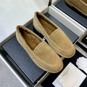 2026 New Designer Inspired Fur Lined Loafers, Luxury Brown Suede Warm Slip On Winter Casual Flat Shoes - Product Image 1