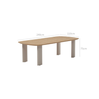 Ensemble de table et de chaises de salle à manger d'extérieur en teck minimaliste moderne pour appartement, hôtel et jardin avec coussins imperméables