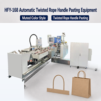 Machine de fabrication de poignées de sacs en papier entièrement automatique HFY-168 avec double bras robotisé, vitesse de 38 pièces/min
