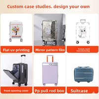 Valise vintage PC Spinner personnalisée avec serrure TSA, roues silencieuses à double rangée, compartiments multiples sur le devant, bagage cabine rigide pour affaires