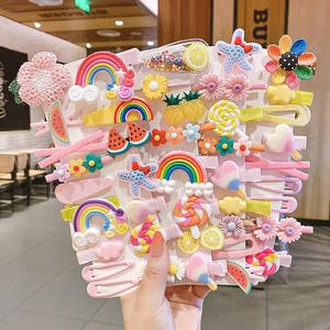 Ensemble de pinces à cheveux pour enfants, motif de fleurs et de fruits arc-en-ciel, pour cadeaux de fête, accessoires décoratifs, 1 pièce - Product Image 1