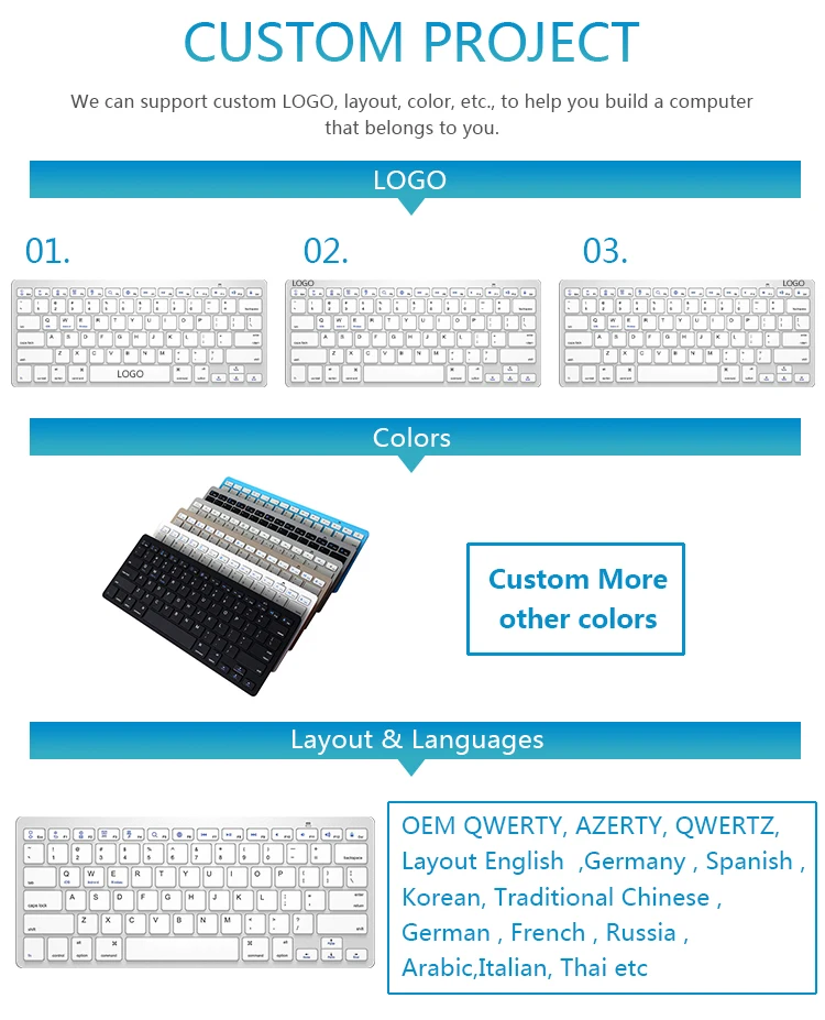 Hot sale OEM Clavier Azerty bluetooth keyboard wireless for ipad air/2/3/4