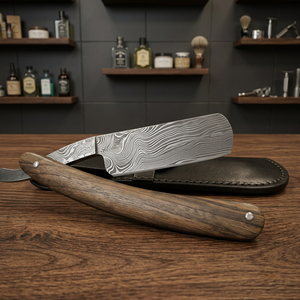 Rasoir droit classique vintage pliable avec manche en bois et étui de protection pour le corps, le visage et le maillot, idéal pour la barbierie et le toilettage. - Product Image 6