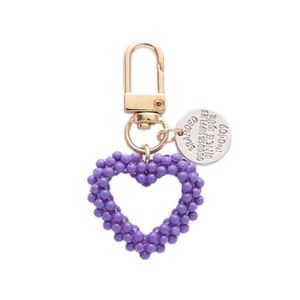 Wholesale Handmade Beaded Heart Keychain Creative Metal Love Pendant for Couples <b>Gift</b> <b>Bag</b> Charm - Product Image 1