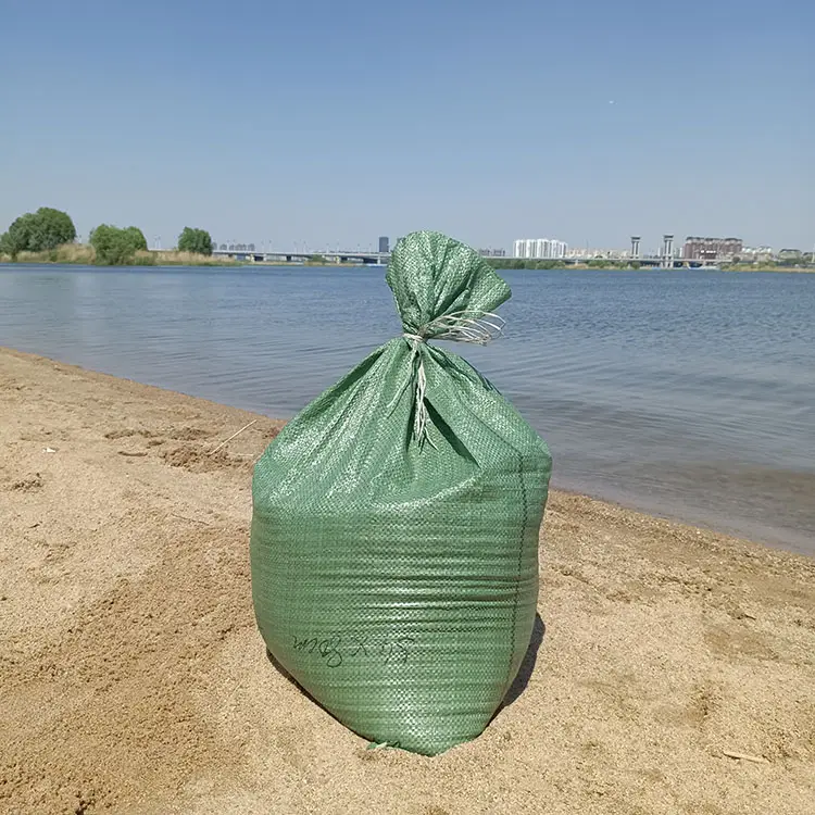 Vente en gros 25kg sac de sable en polypropylène tissé 26x14 "40lb vert bleu blanc 100/pk sac de sable