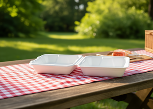 Scatola di Carta Bianca con Coperchio Serie BG 8x8 in Bagassa, Contenitore Minimalista Monouso per Pranzo all'Aperto - Product Image 2