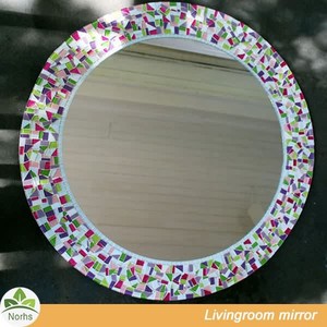 Norhs bathroom circular mosaic mirror for walls with high reflection glass mixed simplify designs - Product Image 2
