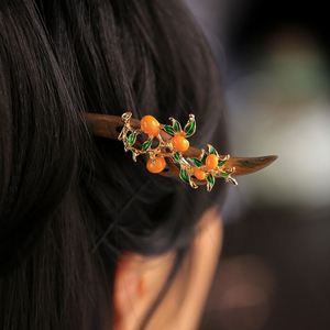 Bâtonnet à cheveux ancien en bois de santal, style rétro, avec perles et feuilles, pour chignon, bijou de coiffure pour costume chinois Han - Product Image 4