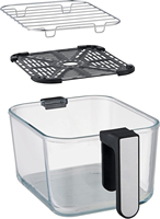 Friteuse intelligente 3-en-1 à commande numérique en acier inoxydable 5 QT Déshydrateur à gril rabattable Poignée tactile froide Four en verre multifonctionnel