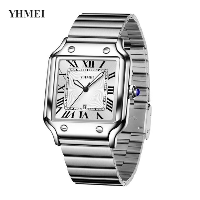 Custom Luxury Luminous square Watches Casual Business Calendar Sport Wrist Watch 30 Meters Waterproof Quartz Watch