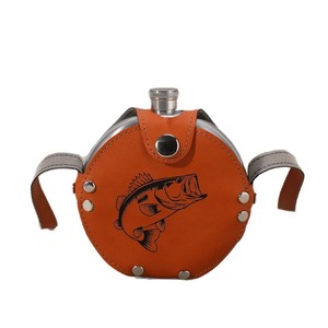 Nuova Fiaschetta Rotonda Portatile in Acciaio Inox da 8 oz per Liquori e Vino con Custodia Protettiva in Pelle per Pesca e Campeggio - Product Image 4