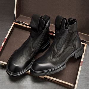 Autumn Men's Retro Leather Boots Top Quality Outdoor Boots Handmade Cowhide Boots Uniquely Designed Shoe Styles - Product Image 2