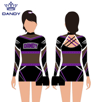 Tenue de cheerleading noire et rose en maille à strass, dos croisé, manches longues, avec logo personnalisé, en spandex, pour compétition et scène, option taille personnalisée