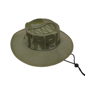 หมวกบักเก็ตคุณภาพสูงแบบยูนิเซ็กซ์ สไตล์ลำลอง เหมาะสำหรับกิจกรรมกลางแจ้ง ตั้งแคมป์ ตกปลา ท่องเที่ยว สี<span class=keywords><strong>เขียว</strong></span> ปักลาย ปีกกว้าง สำหรับฤดูร้อน ทำจากผ้าแคนวาส - Product Image 3