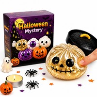 Boîte mystère Halloween Squishy : Citrouille, Fantôme, Œil, Maltose, Jouet à presser à rebond lent, Boulette vapeur, Anti-stress Fidget