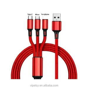 2024 Charging Cable 3 In 1 USB Type C Charger Cord MultiPort Micro Cable