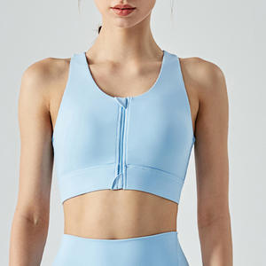 Vêtements de fitness et d'entraînement avec logo personnalisé OEM Soutien-gorge de yoga rembourré à fermeture éclair pour femmes - Product Image 4